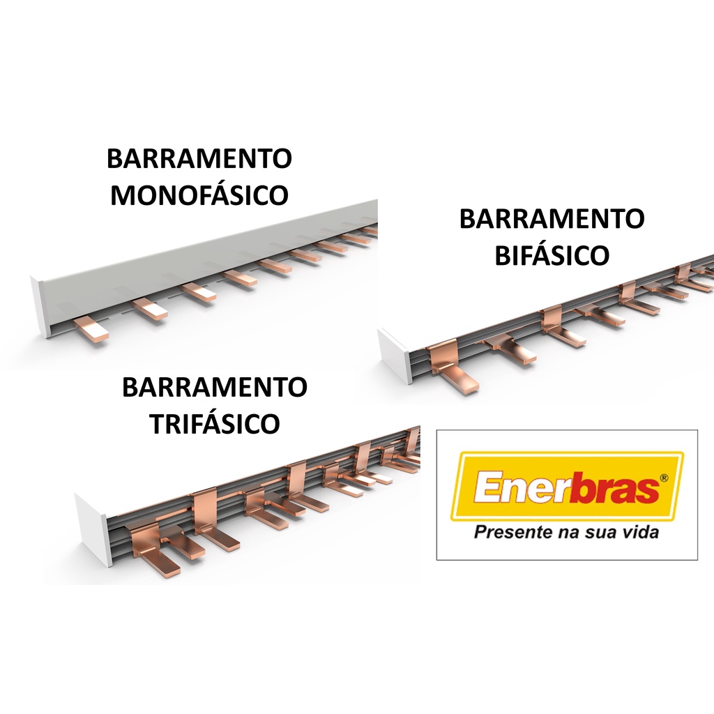 Barramento Tipo Pente Isolado 12 Pinos 63 Amperes - Monofásico / Bifásico / Trifásico - Para Disjuntores