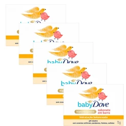 Kit 5 Sabonete na Barra Baby Dove Hidratação Balanceada 75g