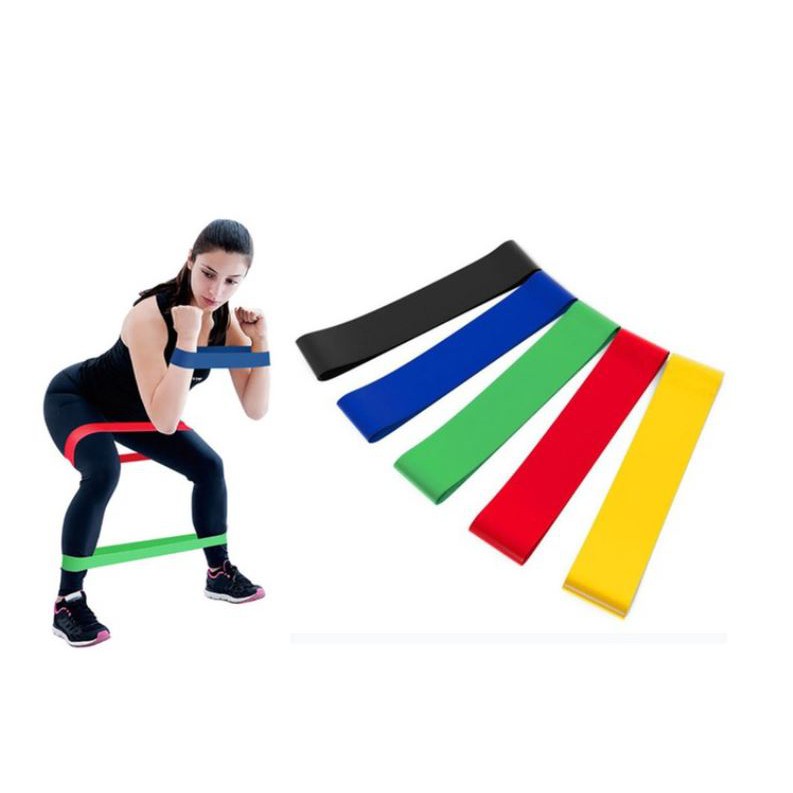 Kit 5 Faixas Elástica de Resistência para yoga Pilates Treino Academia