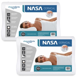 Kit 2 Travesseiros Nasa Cervical Viscoelástico Anatômico Ortopédico Capa 100% Algodão Viva Conforto em Oferta na Shopee