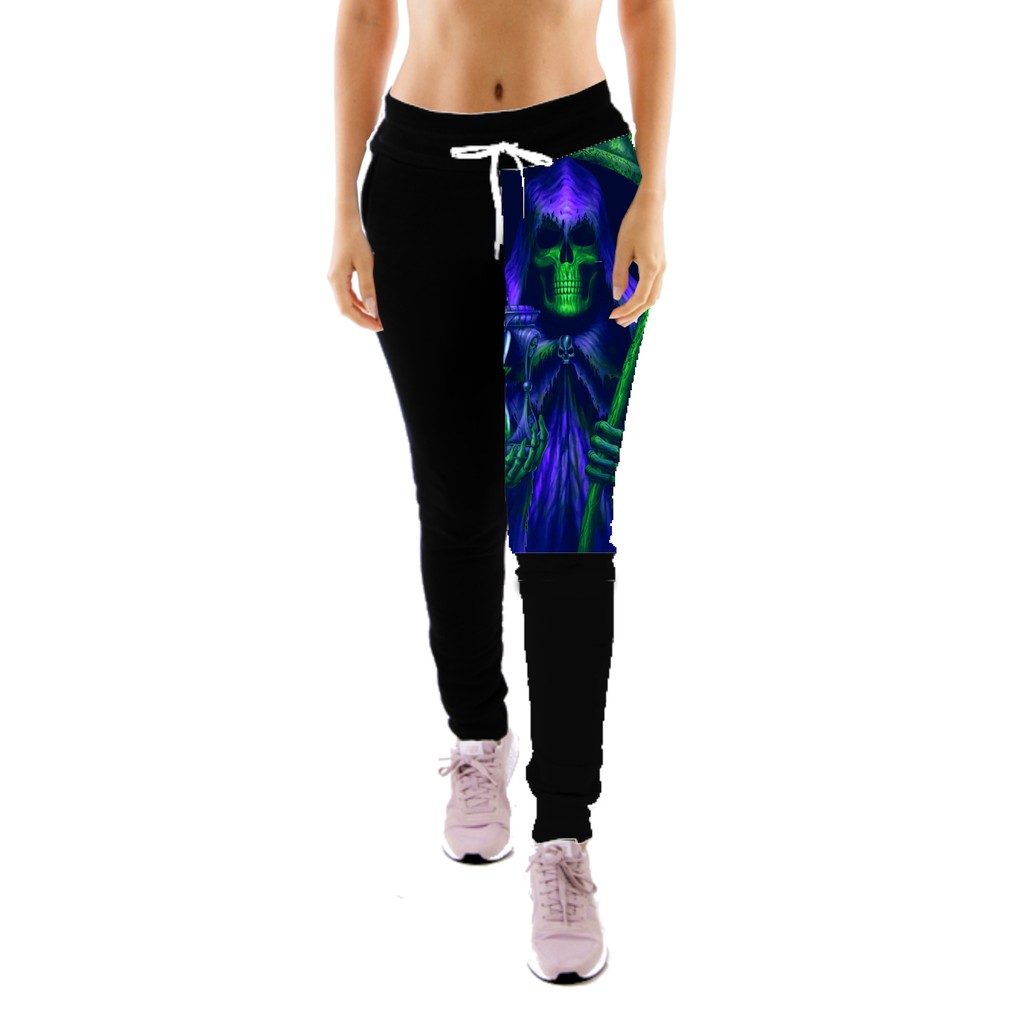 Calça Feminina de Moletom Estampada Caveira Green And Blue A580
