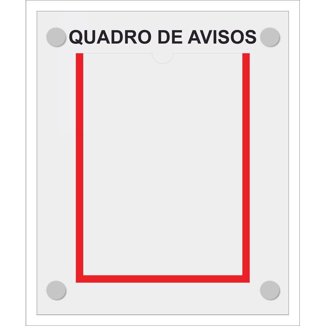 Quadro De Aviso Gestão Com 1 Displays A4 Acrílico Vermelho