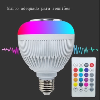 Lâmpada Luz Led Colorida 16 Cores Caixinha de Som Bluetooth Music Bulb + Controle