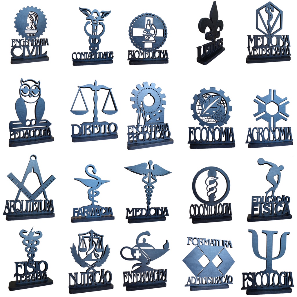 Emblemas de mesa símbolos, logo de profissões, escolha a sua