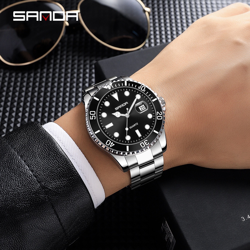 SANDA Sucessful Relógio De Pulso Masculino De Quartzo Com Pingente De Reflexão De Negócios P1099-1