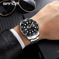 SANDA Sucessful Relógio De Pulso Masculino De Quartzo Com Pingente De Reflexão De Negócios P1099-1