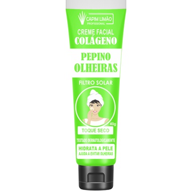 Creme Facial Para Olheiras Com Pepino Colágeno e Filtro Solar Capim Limão 40g