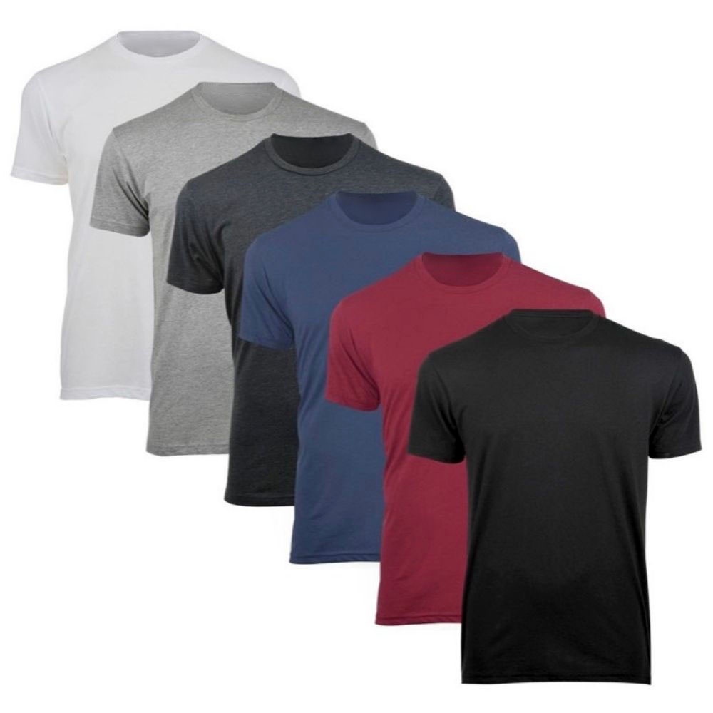 Kit Promocional 6 Camisetas Slim Premium Lisa 100% Algodao Gola Careca Promocao Manga Curta Trabalho Academia Preta Branca - Men Clothes
