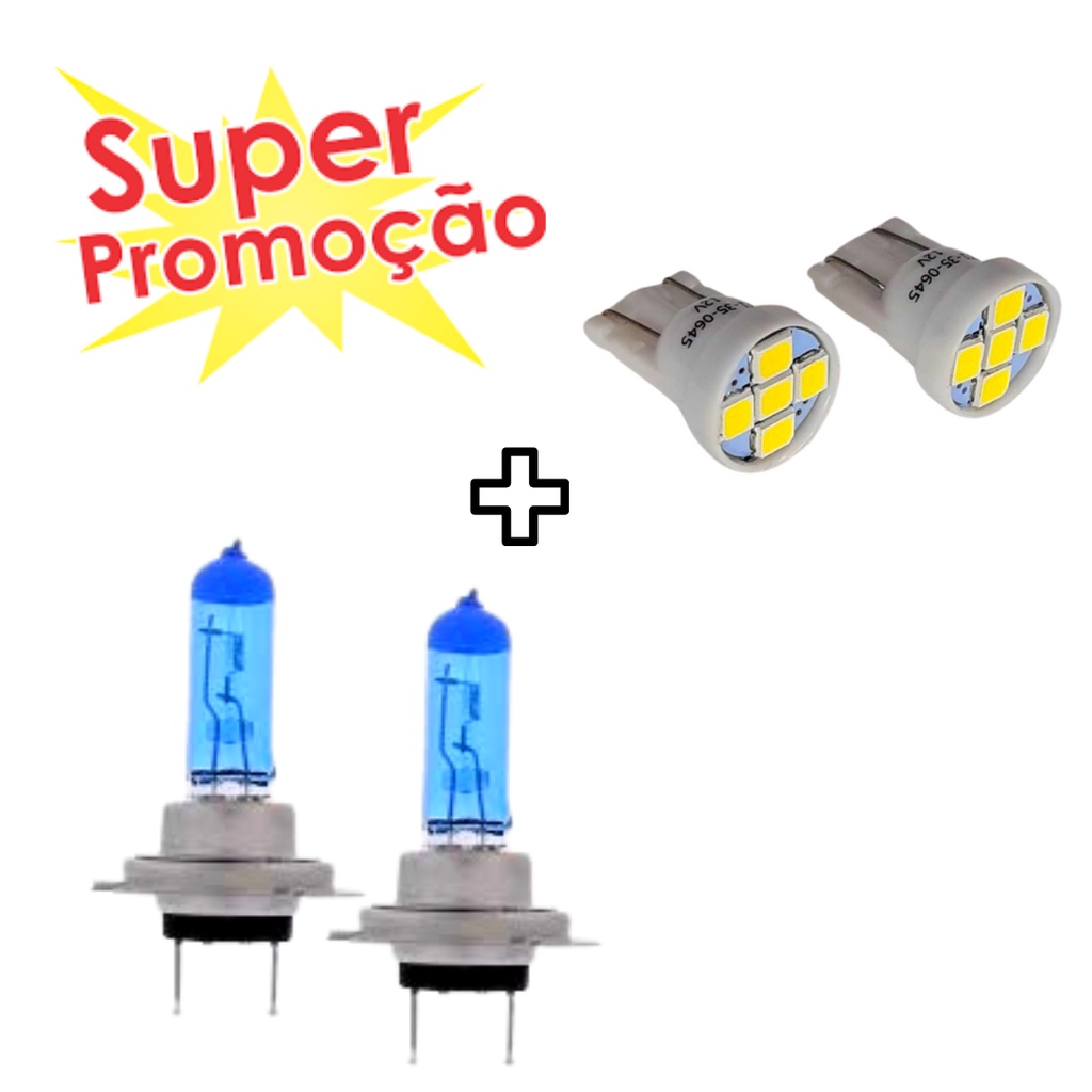 Par de Lâmpadas Super Brancas Para Farol H7 8500k + Meia Luz Led Promoção Shopee em Oferta na Shopee