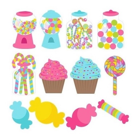 Guloseimas -12 Displays De Festa De 20cm Totens