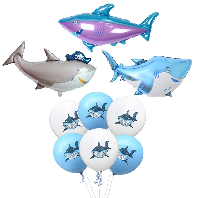 Balões De Folha De Tubarão Látex Decorações Para Festas De Aniversário Crianças Brinquedos Infláveis Baby Boys Peixe Globos Shark Balls