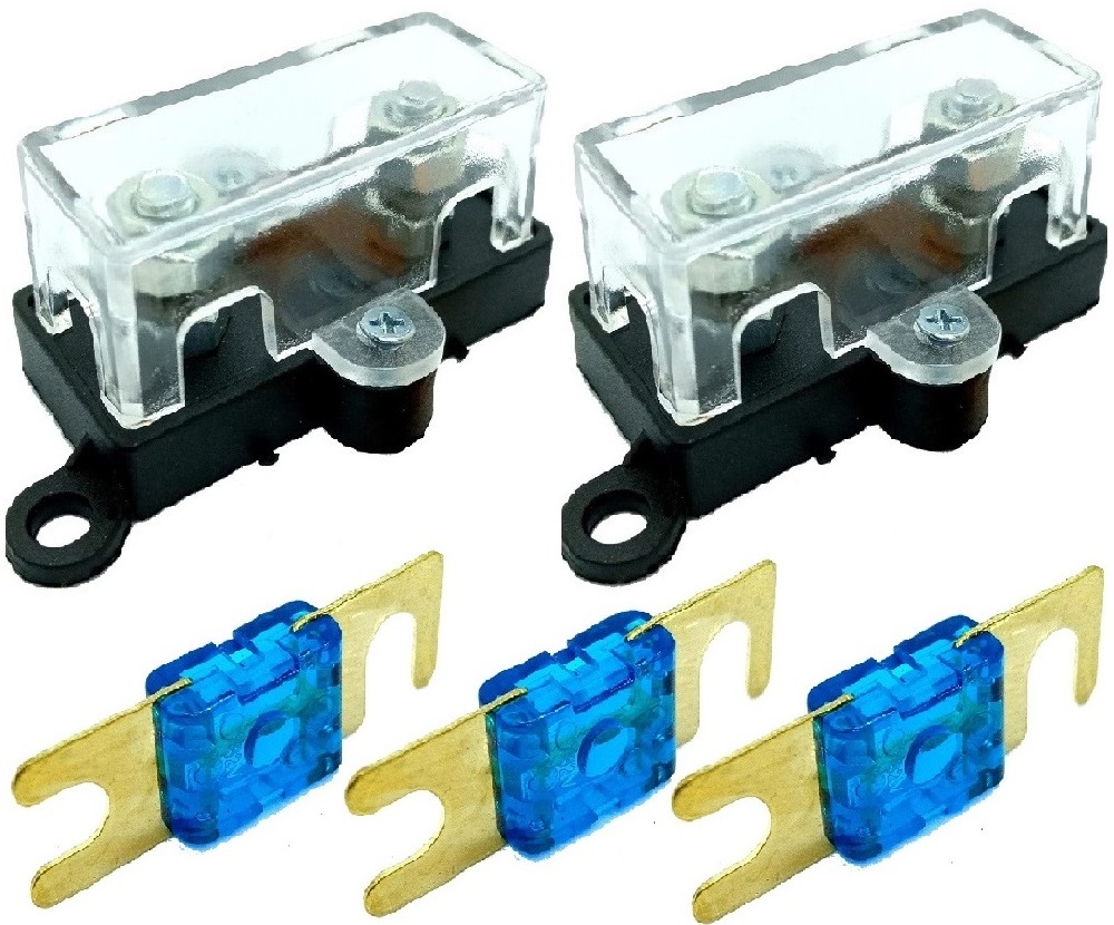 Kit 2 Porta Fusíveis Universal Acrílico Midi e 3 Fusível 60A