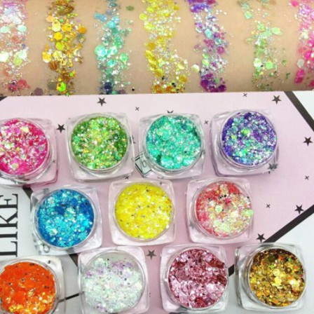 Glitter Gel para Maquiagem Colorido - Gliter Purpurina Brilho Brilhante Festa Carnaval