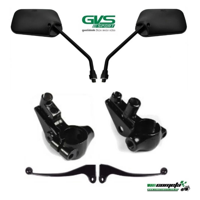 KIT PAR DE RETROVISOR+MANETES+MANICOTO DE EMBREAGEM E FREIO A TAMBOR MOTO HONDA CG TITAN FAN START CARGO 125 150 160
