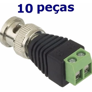 Kit 10 Conector Bnc Com Borne (macho) Para Cftv Frete Barato