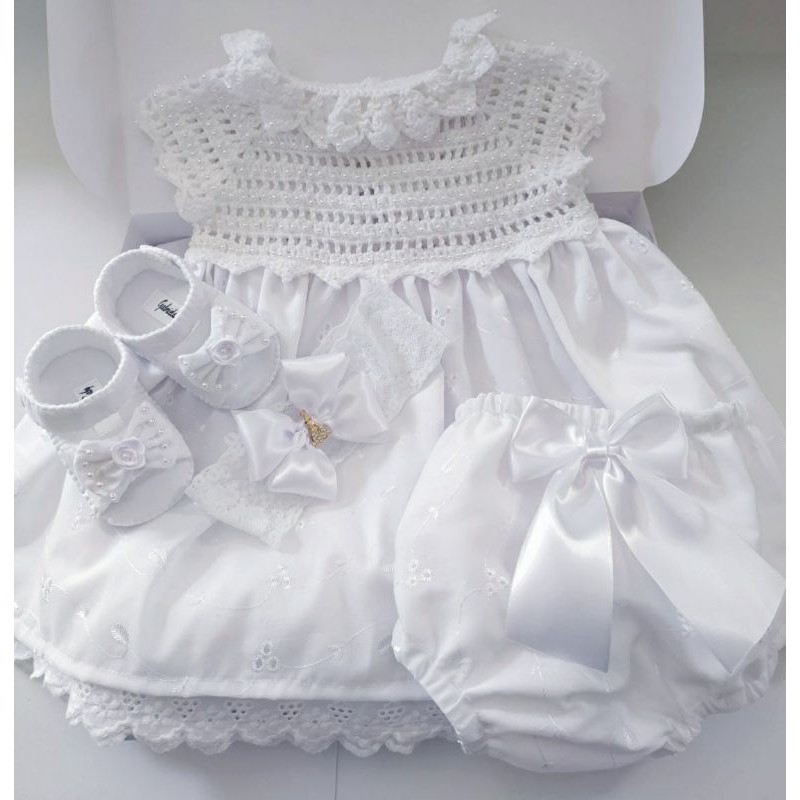Kit Vestido Luxo Para Batizados Bebe Shopee Brasil