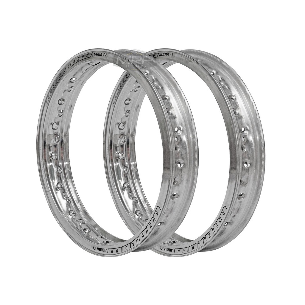 Par Aros em Alumínio Viper Motard 17x215 e 17x250 Xtz 250 Lander X Motard Xtz 125 X Polido