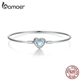Pulseira Bamoer 925 Prata Simples Coração Padrão Para Mulheres Amantes Da Moda Acessórios
