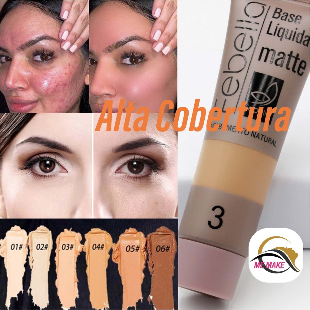 Base Líquida Soft Matte Febella, Alta Cobertura, Acabamento Natural, Longa Duração, Leve e Oil-free em Oferta na Shopee