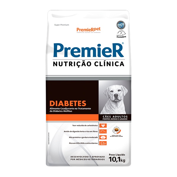 Premier Nutrição Clínica Diabetes para Cães Adultos 10,1Kg em Oferta na Shopee