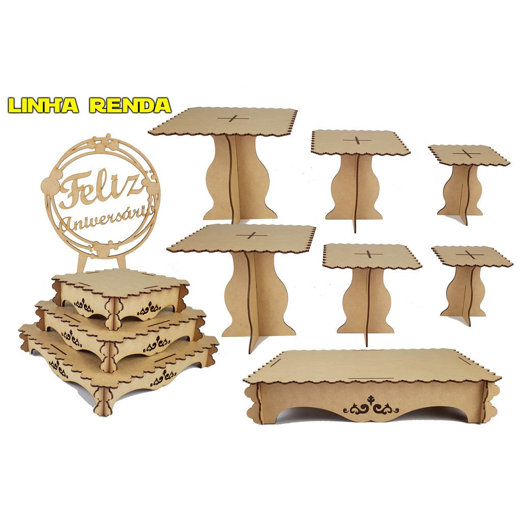 Kit Festa Provençal Linha Renda Decoração Mesa Topo De Bolo