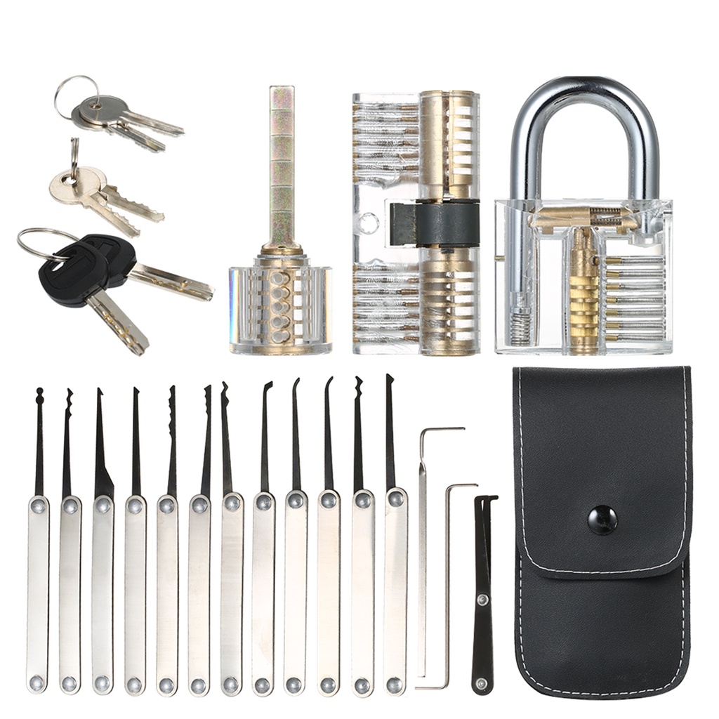 15x Transparent Practice Lock Tool Set Locksmith Training Padlock Unlock CL 