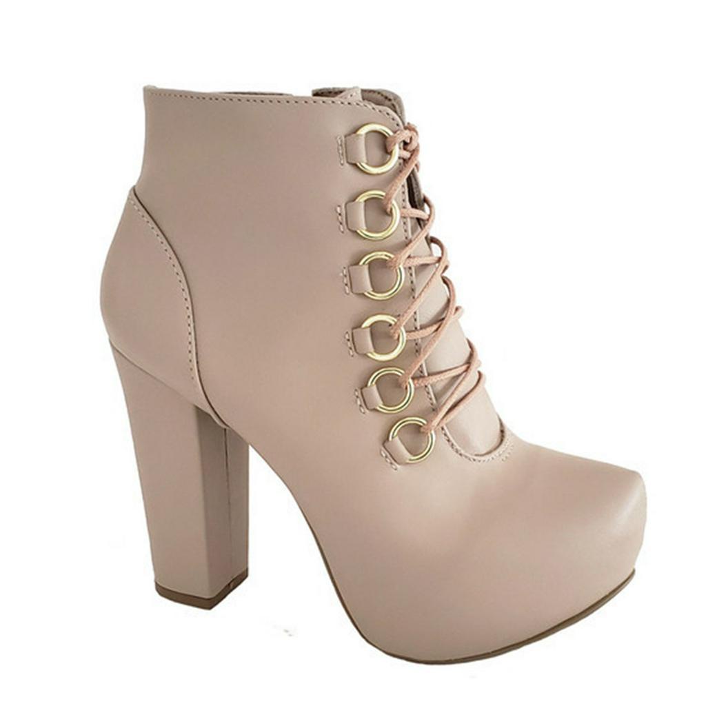 nude lace up boots