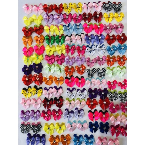 KIT 18 adesivos PET MINNIE com lacinho PP para pelo curto PET PET SHOP Banho e tosa