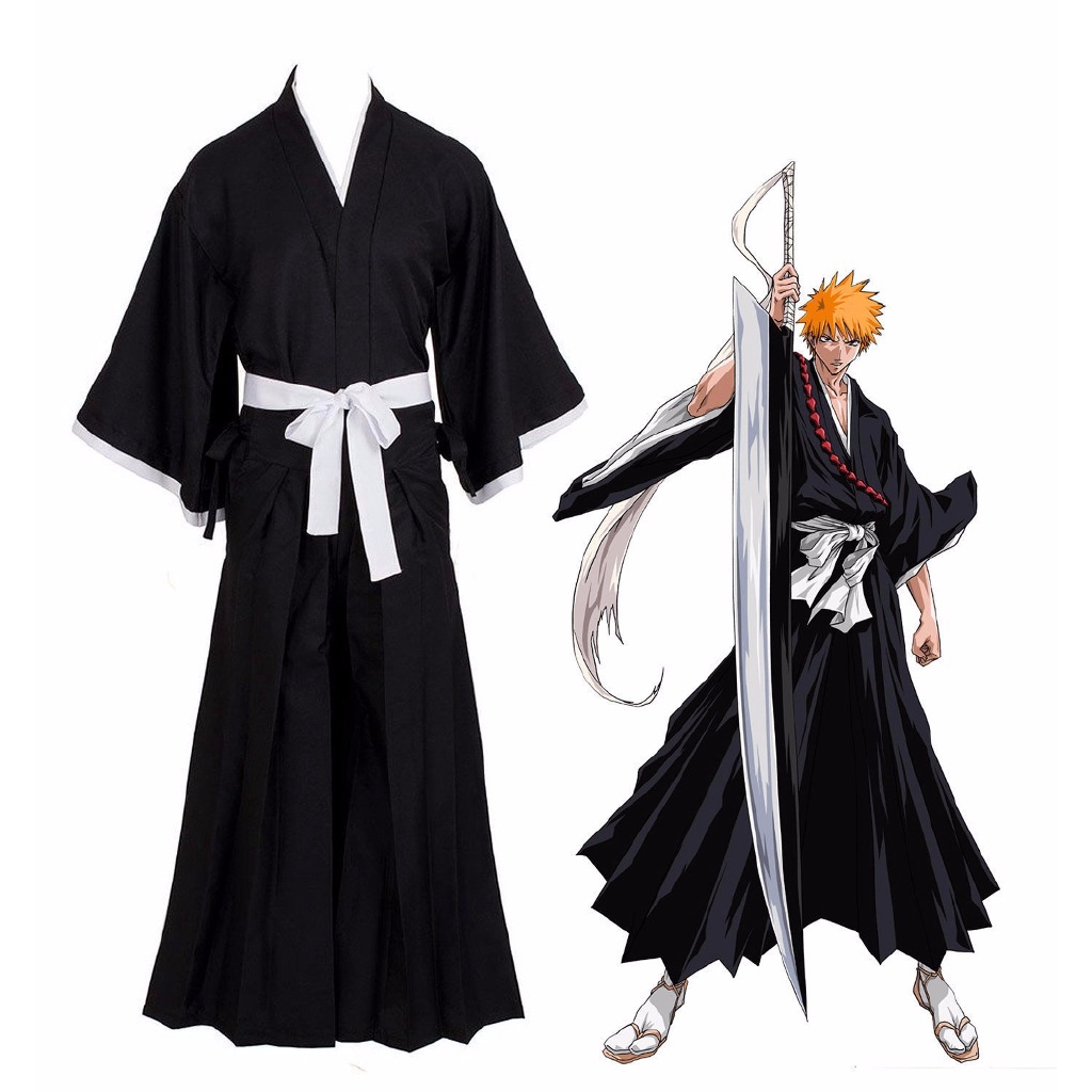 Hot Anime Cosplay Bleach Kurosaki Ichigo Robe Manto Casaco Traje De Halloween