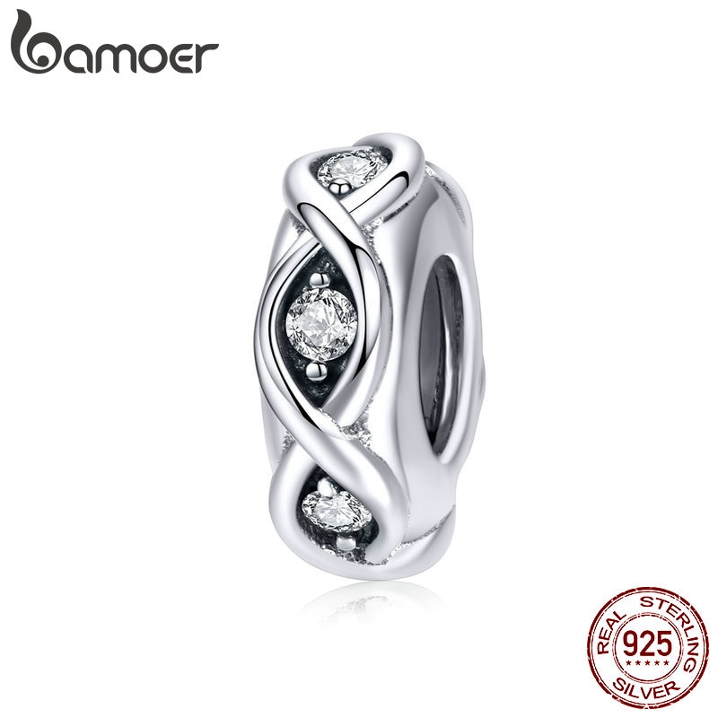 Bamoer Prata Esterlina 925 Limpar Cz Infinito Amor Charme Jóias Finas Scc1153 em Oferta na Shopee
