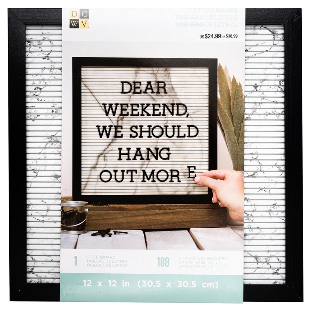 Quadro Letreiro/Letterboard mármore branco com preto DCWV - 30x30cm - 188 letras em Oferta na Shopee