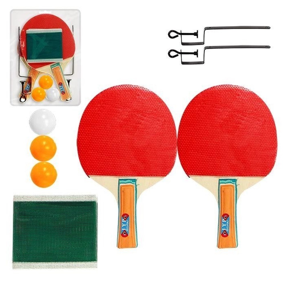 Kit Ping Pong 2 Raquetes 3 Bolas Suporte Com Rede