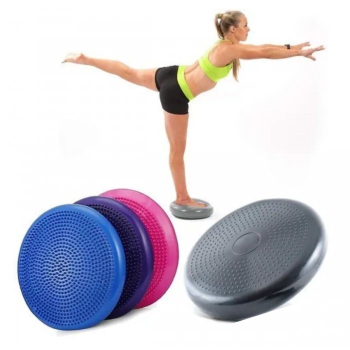 Prancha Almofada de Equilíbrio Disco Pilates Yoga Inflável 33cm Exercícios Fitness