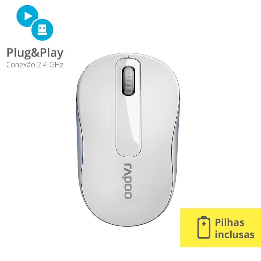 Mouse Rapoo M10 Plus, Wireless 2.4 Ghz Branco - Ra008