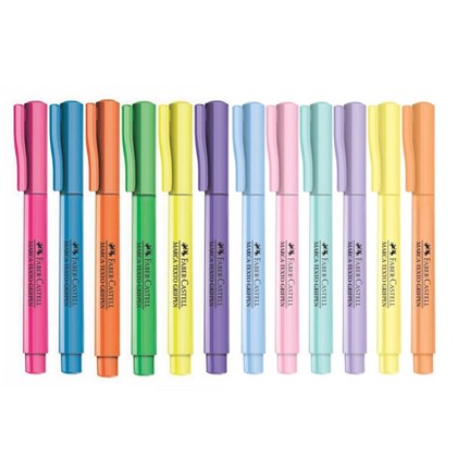 Kit Marca Texto FABER-CASTELL Grifpen c/ 12 Unids (6 Normais + 6 Pastel) em Oferta na Shopee
