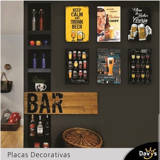 Placas em Quadro Decorativo Mdf - Keep Calm Chopp Hora de beber Cerveja Tipos de vinho