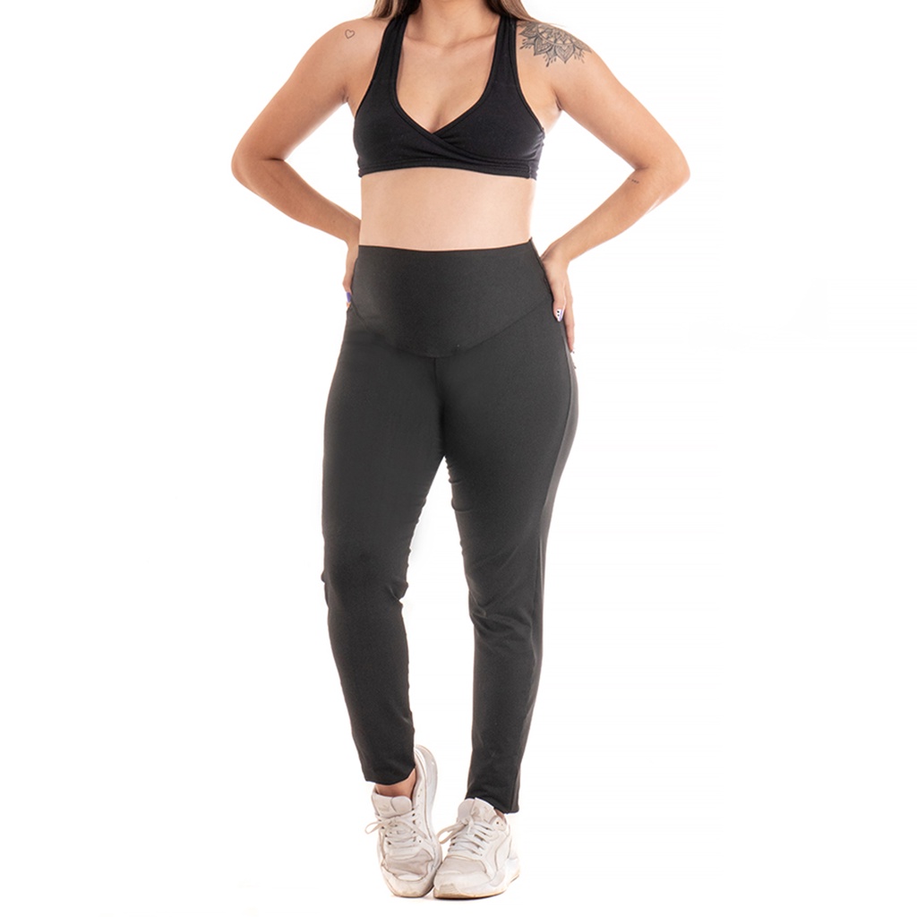 Calça Legging Preta Para Gestantes Grávida Cos Confortável Lycra Gestação
