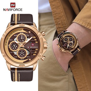 Naviforce marca de relógio masculino luxo superior vermelho esporte à prova dmilitary água militar relógio pulso couro quartzo masculino relogio masculino 9110 em Oferta na Shopee