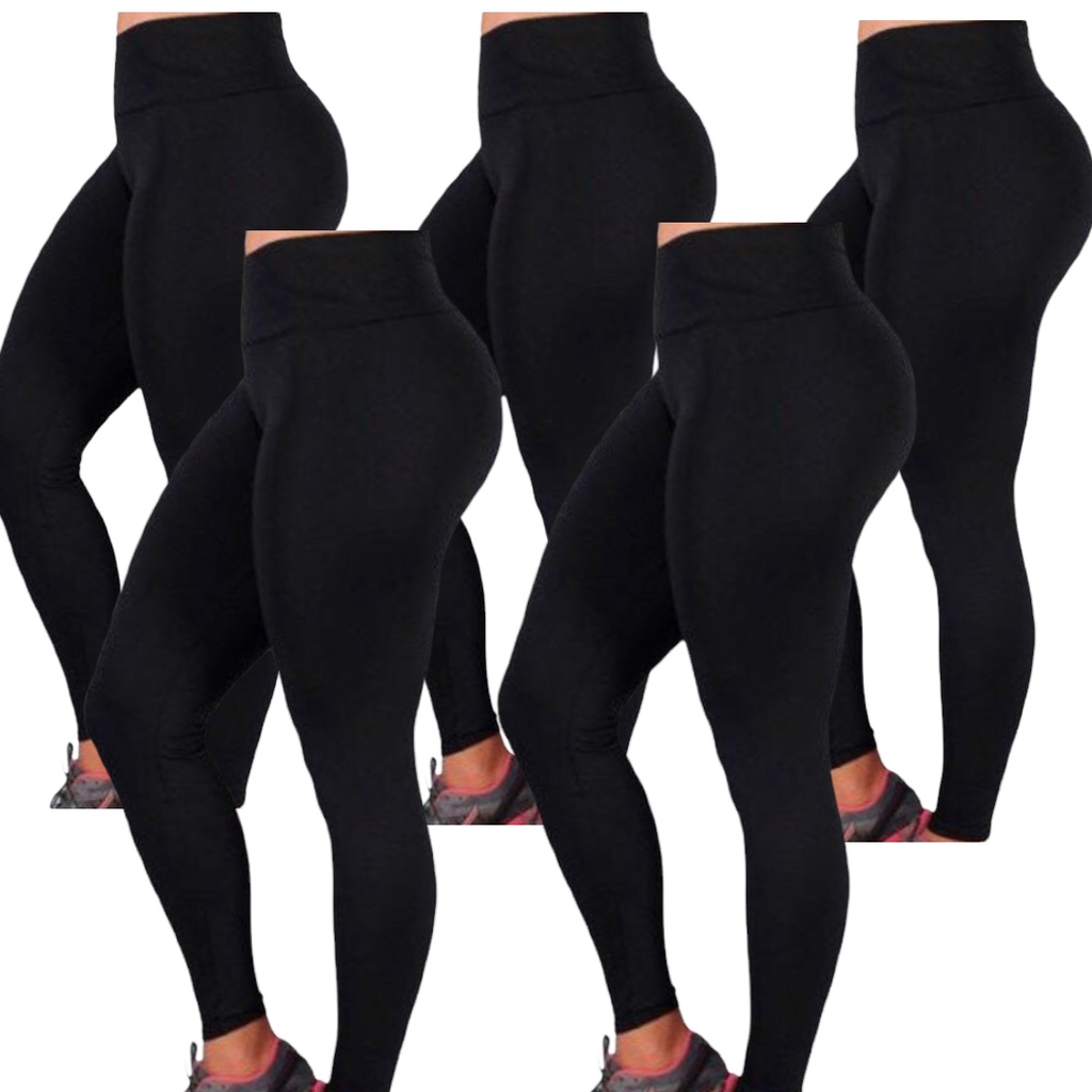 Kit 5 Legging Suplex Feminina PRETO top Calça Academia Esportiva Feminino Fitness