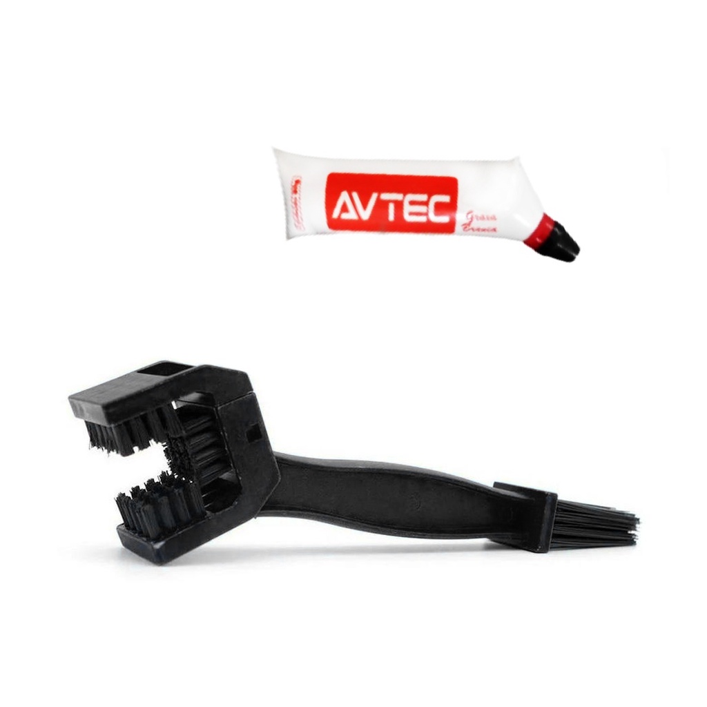 Escova Avtec Limpeza Corrente Transmissão Moto Bicicleta Com Graxa
