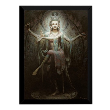 Lindo Quadro Decorativo Deusa Hindu Hare Krishna Kuan Yin Ar