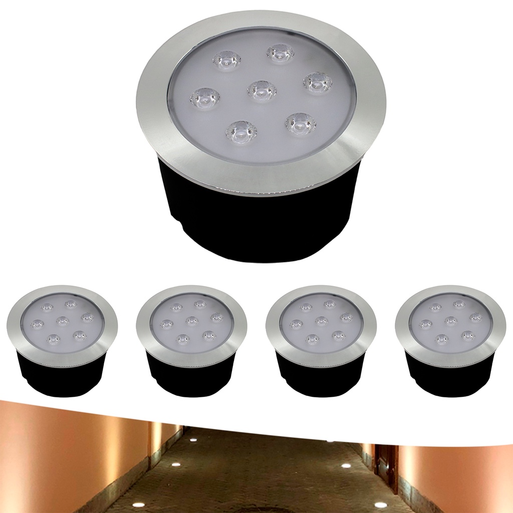Kit 5 Balizador Spot Led Embutir Chão Piso Jardim 7w Quente em Oferta na Shopee