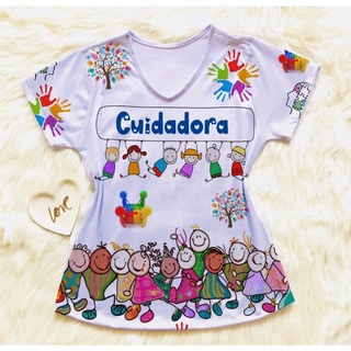 Camisas T-shirt Profissão Cuidadora Feminina