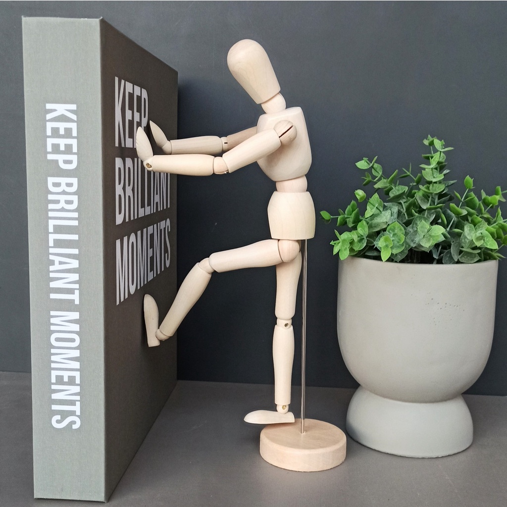 Boneco Articulado Manequim Madeira Desenho 14Cm, 20Cm e 30Cm Modelo