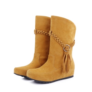 IELGY Botas Planas Femininas Tamanho Grande Calcanhar Chato Tubo Curto Cabeça Redonda Matte Casual Cor Sólida Fundo Antiderrapante