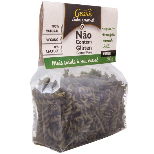 Macarrão Fusili Massa De Espinafre & Berinjela 300gr - Sem Glúten
