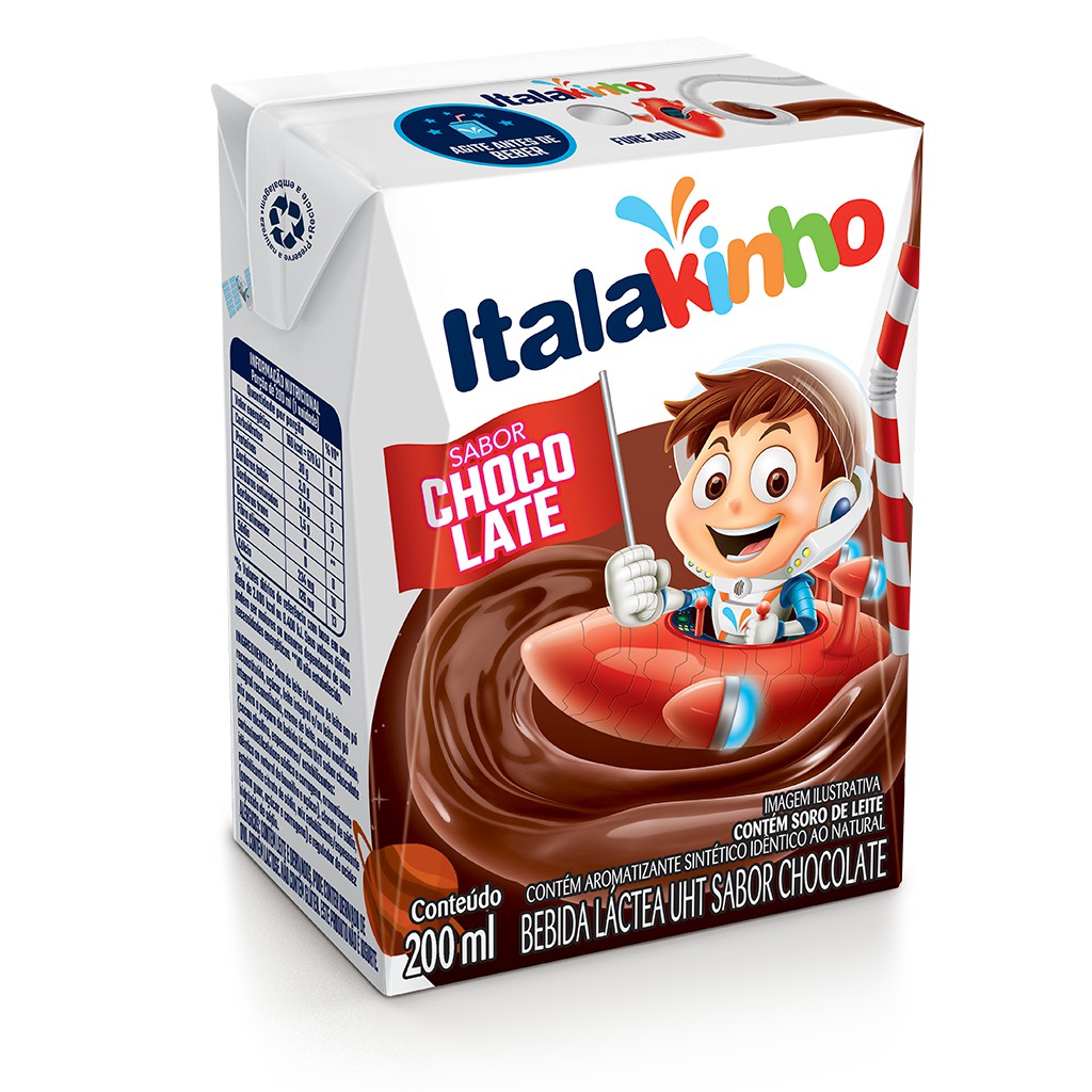 3 undiades Bebida Italakinho Láctea UHT Sabor Chocolate 200ml