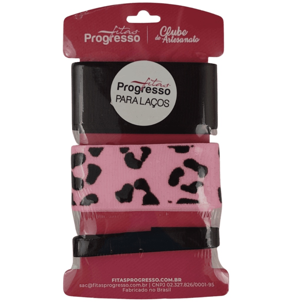 Fita Gorgurão KGL002 38mm 10mm COR 002 Estampa Veludo - Animal Print 9 Metros