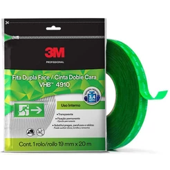 Fita Dupla Face 20 Metros x 19mm VHB Transparente para Uso Interno 3M 4910