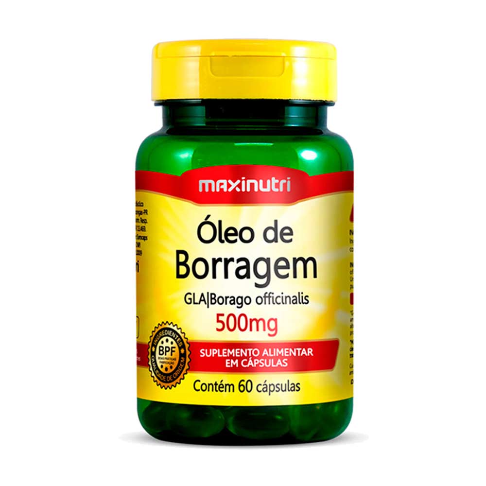 Óleo de Borragem 500mg com 60 Capsulas Maxinutri em Oferta na Shopee